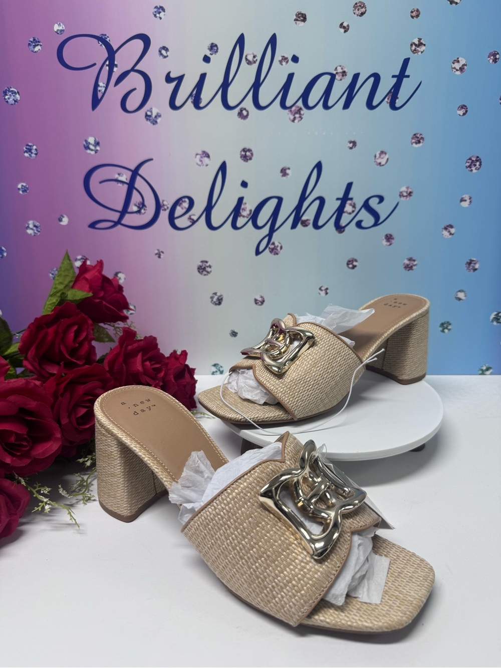 ❤️‍🔥NWT EMBELLISHED RAFFIA HEELED MULES
